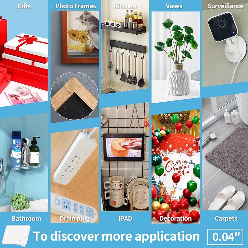 LINJIE Double Sided Tape（80Pc),Cleanable、Residue Free、And Reusable Non Marking Installation Tape Suitable，For Wall Decoration、Car Wall Hanging、And Home Appliance Fixation - Image 5