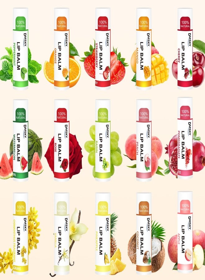 Dmsky DMSKY 30 Pack Lip Balm, Natural Lip Balm Bulk with Vitamin E and Coconut Oil 15 Flavors, Lip Care Product, Moisturizing Soothing Chapped Lips - Image 2