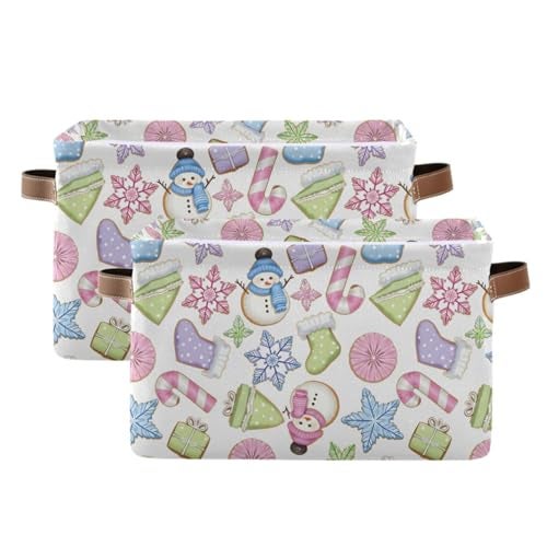 senya Christmas Basket Christmas Gingerbread Cookies Snowman Foldable Fabric Collapsible Storage Bins Organizer Bag for Storage Clothes - Image 3