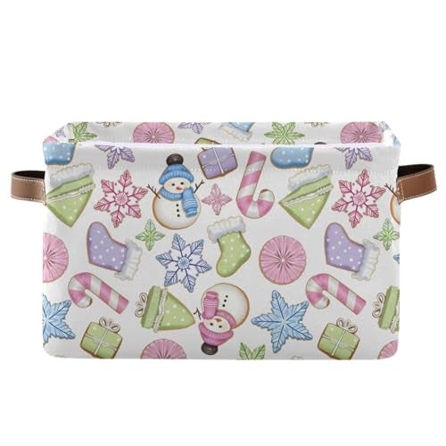 senya Christmas Basket Christmas Gingerbread Cookies Snowman Foldable Fabric Collapsible Storage Bins Organizer Bag for Storage Clothes - Image 1