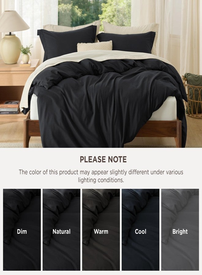 Bedsure Duvet Cover King Size - Soft Double Brushed Bedding Set for Kids & Adults, Zipper Closure, 3 Pieces, Includes 1 Duvet Cover (104"x90") & 2 Pillow Shams, NO Comforter, Black - Image 5