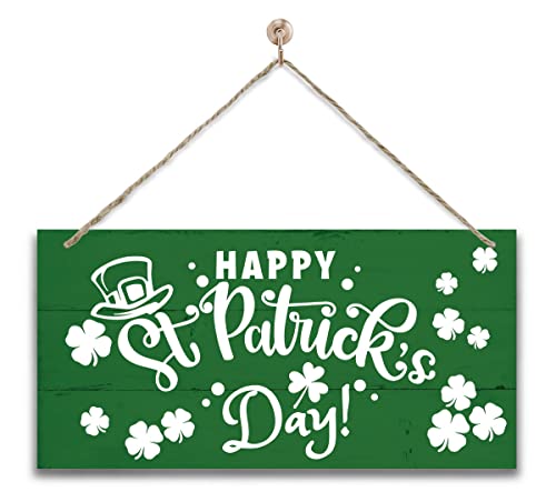 Gkwa Hanging Happy St Patricks Day Wooden Wall Art Irish Home Sign Rustic Farmhouse Decor - Image 1