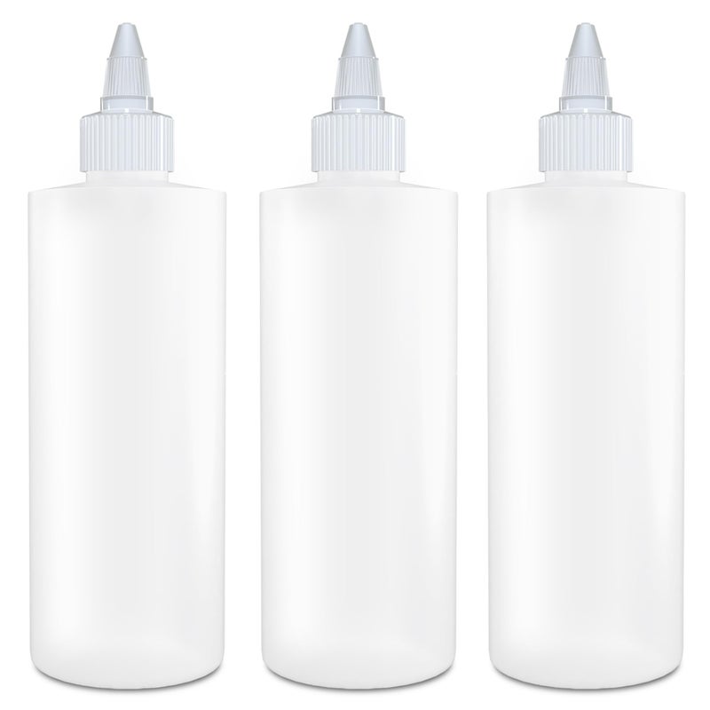 BRIGHTFROM Twist Top Applicator Bottles, Squeeze 8 OZ, Empty Hair Coloring Plastic Bottles, Refillable, Leak Proof - Open/Close Nozzle - Multi Purpose (Pack of 3) - Image 5