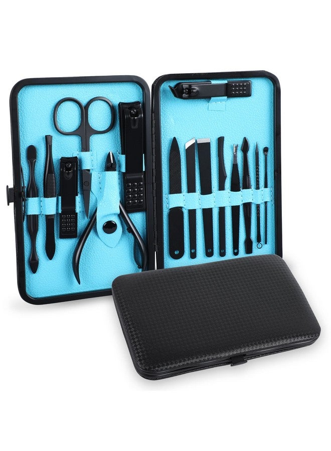 DOCOSS 15 In 1 Stainless Steel Nail Cutter Kit Set For Men Women Manicure & Pedicure Kit Includes Filer, Acne Remover Needle With Leather Case - Image 1