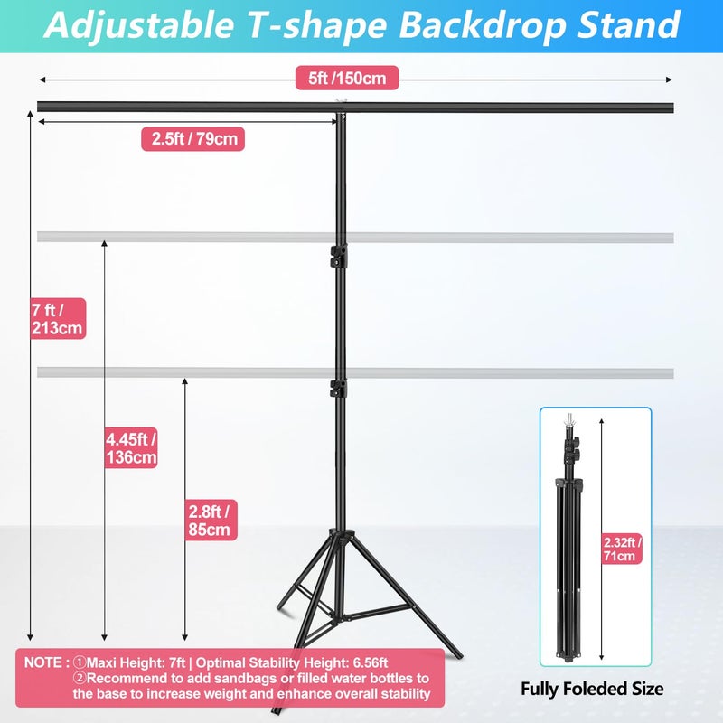 JEBUTU Green Screen Backdrop Kit with Stand, 5X6.5ft Portable Green Screen Backdrop with Stand kit, GreenScreen Background with Stand Carrying Bag Clamp for Streaming Video Zoom - Image 3