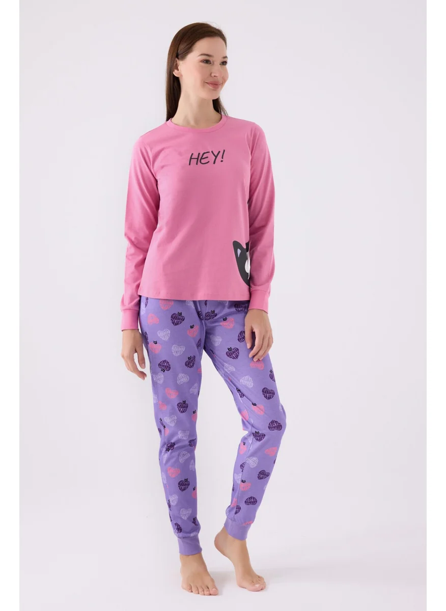 روليبولي Women's Pink Long Sleeve Pajama Set