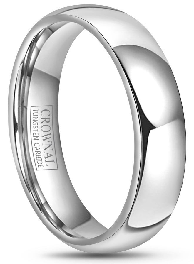 CROWNAL 4mm 6mm 8mm 10mm Tungsten Wedding Band Ring Men Women Plain Dome Polished Size Comfort Fit Size 3 To 17 (4mm,4) - Image 1