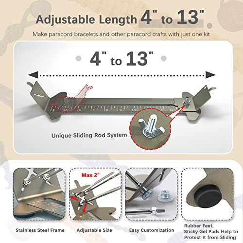 WILDAIR Paracord Bracelet Jig Kit with Knotters Tool Marlin Spike Paracord FID Set Lacing Needles/Fids for Paracord Work Paracord Tool Kit Adjustable Length 4" to 13" Paracord Jig Bracelet Maker - Image 3