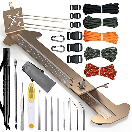 WILDAIR Paracord Bracelet Jig Kit with Knotters Tool Marlin Spike Paracord FID Set Lacing Needles/Fids for Paracord Work Paracord Tool Kit Adjustable Length 4" to 13" Paracord Jig Bracelet Maker - Image 1