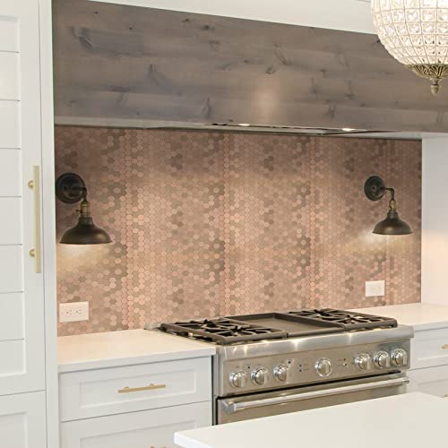 Homeart Copper Peel and Stick Backsplash, Self Adhesive Mini Hexagon Backsplash Aluminum Mosaic Tile for Kitchen Bathroom (6 Sheets) - Image 5