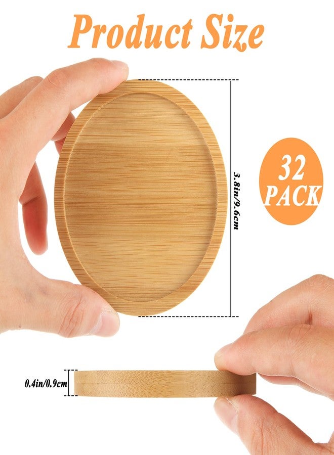 GBACHOOSE 32 Pack 3 Inch Bamboo Coasters for Planters, Small Plant Coasters Bamboo Planter Drink Saucer Trays Tabletop Planters Protection Home Office Decoration - Image 2
