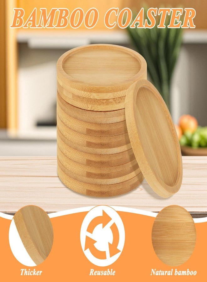 GBACHOOSE 32 Pack 3 Inch Bamboo Coasters for Planters, Small Plant Coasters Bamboo Planter Drink Saucer Trays Tabletop Planters Protection Home Office Decoration - Image 3