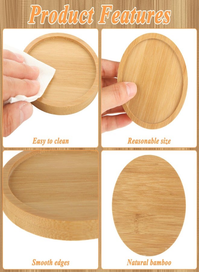 GBACHOOSE 32 Pack 3 Inch Bamboo Coasters for Planters, Small Plant Coasters Bamboo Planter Drink Saucer Trays Tabletop Planters Protection Home Office Decoration - Image 4