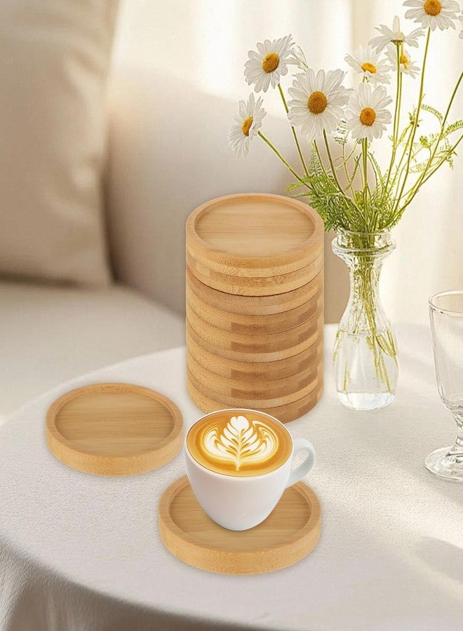 GBACHOOSE 32 Pack 3 Inch Bamboo Coasters for Planters, Small Plant Coasters Bamboo Planter Drink Saucer Trays Tabletop Planters Protection Home Office Decoration - Image 5
