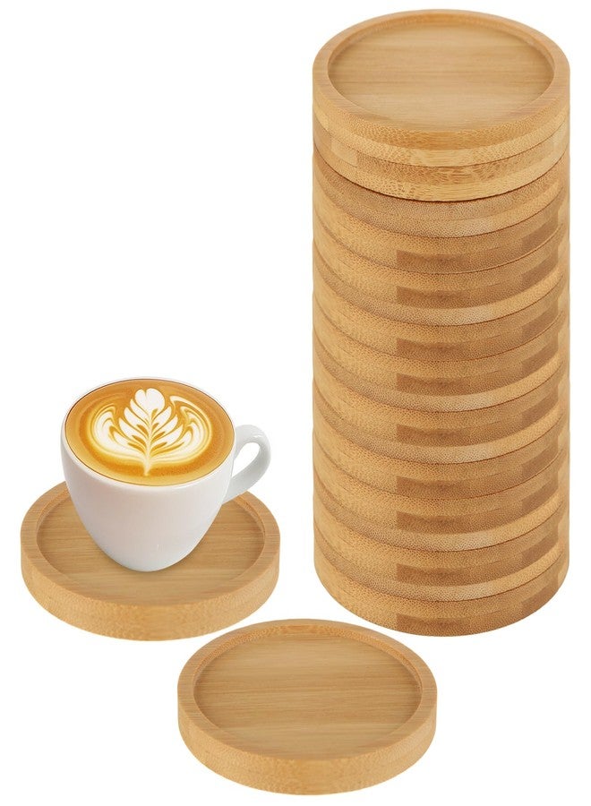 GBACHOOSE 32 Pack 3 Inch Bamboo Coasters for Planters, Small Plant Coasters Bamboo Planter Drink Saucer Trays Tabletop Planters Protection Home Office Decoration - Image 1