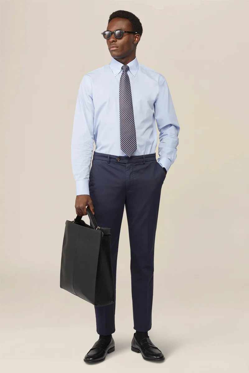 Men's classic regular fit chino trousers - Dk Blue