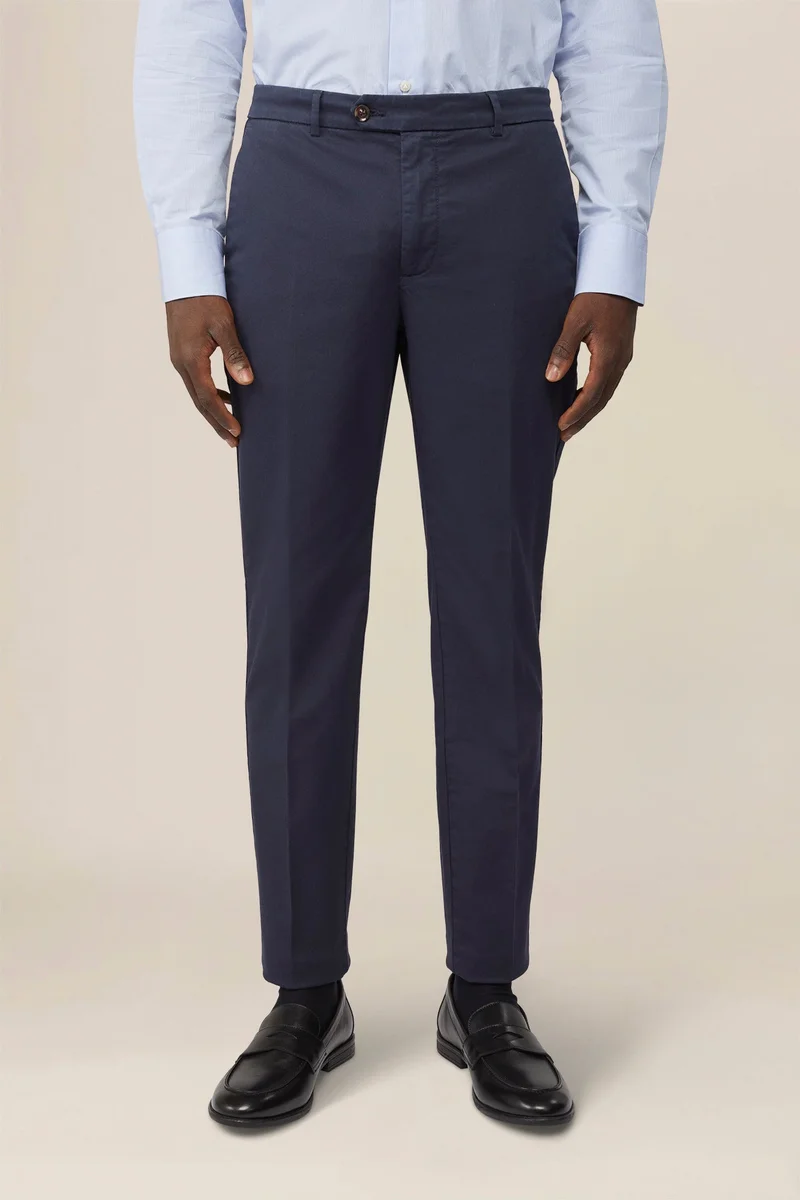 Doppelganger Men's classic regular fit chino trousers - DK Blue
