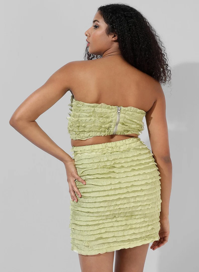 PINACOLADA PINACOLADA Women's Solid Green Open shoulder Sleeveless Regular Fit Co-Ords Set For Casual Wear |  Clothing Set Crafted With Comfort Fit And High Performance  For Everyday Wear