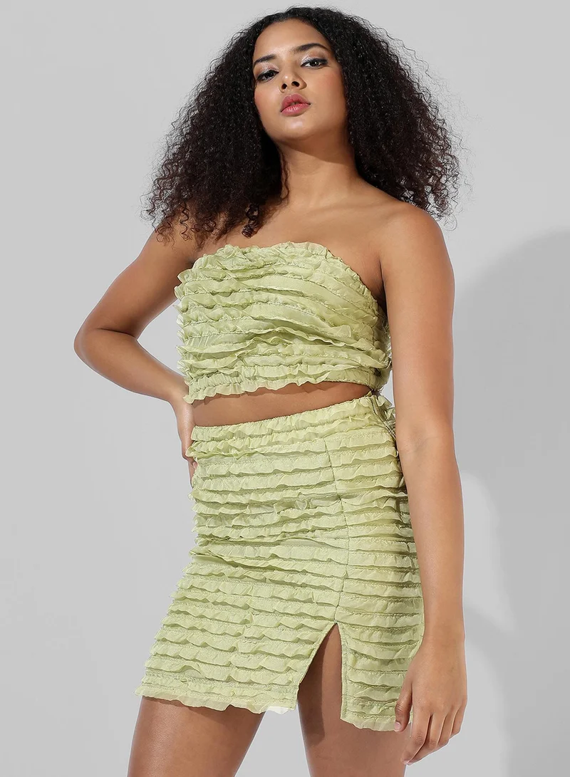 PINACOLADA PINACOLADA Women's Solid Green Open shoulder Sleeveless Regular Fit Co-Ords Set For Casual Wear |  Clothing Set Crafted With Comfort Fit And High Performance  For Everyday Wear