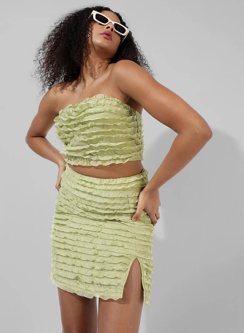 PINACOLADA PINACOLADA Women's Solid Green Open shoulder Sleeveless Regular Fit Co-Ords Set For Casual Wear |  Clothing Set Crafted With Comfort Fit And High Performance  For Everyday Wear