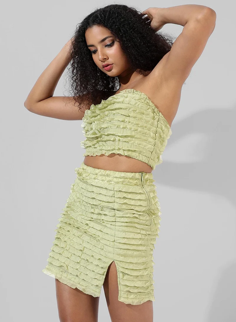 PINACOLADA PINACOLADA Women's Solid Green Open shoulder Sleeveless Regular Fit Co-Ords Set For Casual Wear |  Clothing Set Crafted With Comfort Fit And High Performance  For Everyday Wear