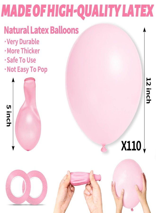 KUULBELA 110pcs Light Pink Balloon 12 inch, Light Pink Latex Balloons for Birthday Party Baby Shower Wedding(with 2 Ribbons). - Image 4