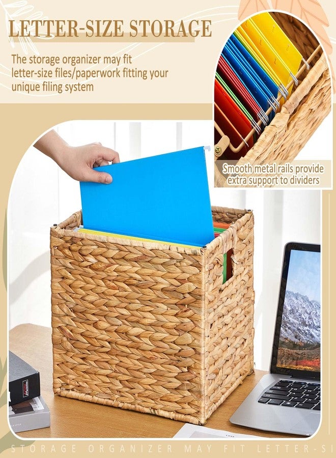Jingmore Hanging File Basket, Water Hyacinth Woven File Organizer Box - Image 3
