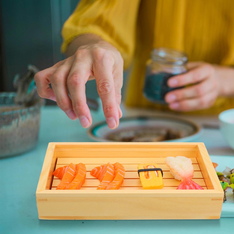Wooden Sushi Tray And Sashimi Plate 23x18 5cm Japanese Style Serving Dish For Seafood And Meat - Image 5