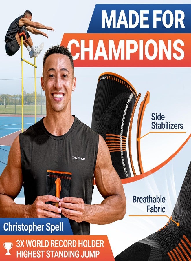 DR. BRACE ELITE Knee Brace with Size Stabilizer (2 Pack) Knee Brace for Women & Men, Workout, Sports, Daily Knee Compression Sleeve for Maximum Knee Pain Support & Fast Recovery (Mars, XX-Large) 2 - Image 3