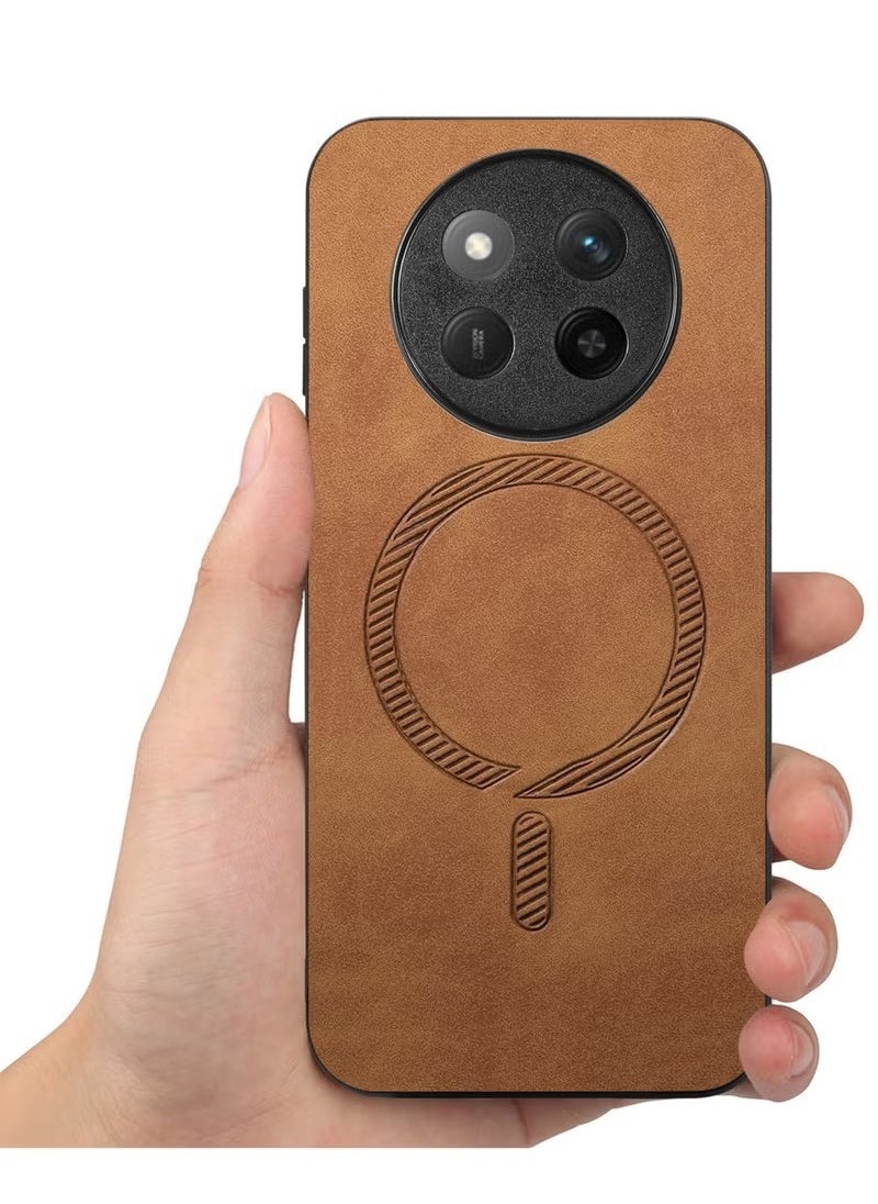 X-level For Honor X9c 5G Protection Case,Luxury Plain Leather Magsafe Magnetic Back Protection Case Dark Brown  - Image 2