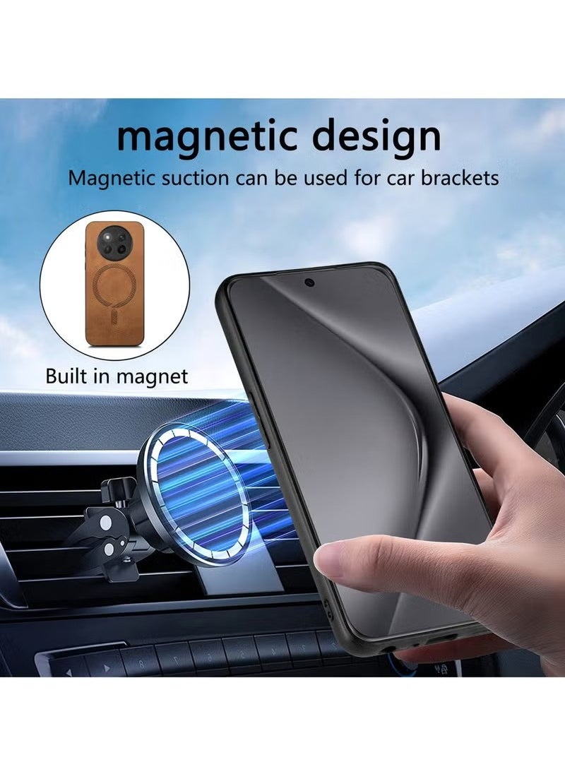 X-level For Honor X9c 5G Protection Case,Luxury Plain Leather Magsafe Magnetic Back Protection Case Dark Brown  - Image 4