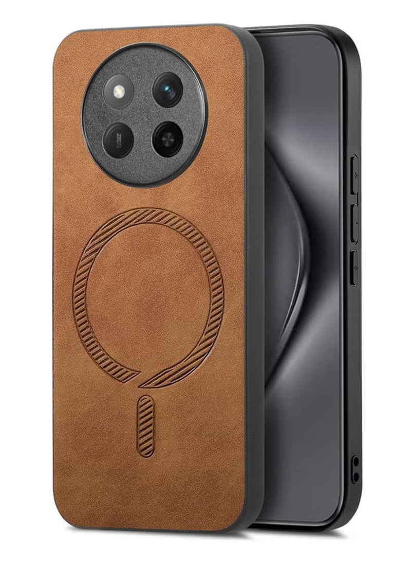 X-level For Honor X9c 5G Protection Case,Luxury Plain Leather Magsafe Magnetic Back Protection Case Dark Brown  - Image 1