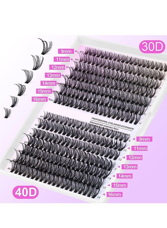 FASHION MANIA Lash Extension Kit 280pcs Individual Lashes Cluster D Curl Eyelash Kit 30D 40D 9-16mm Mix Lash Clusters with Lash Bond and Seal and Lash Applicator Tool for Self Application at Home - Image 5
