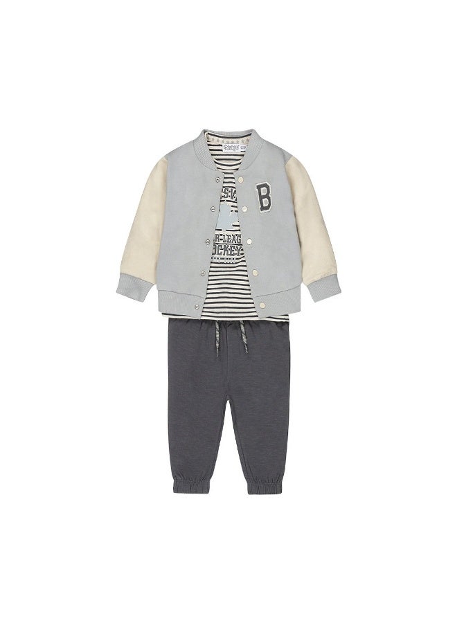Dirkje boys' set shirt waistcoat trousers soft blue baseball - Image 1