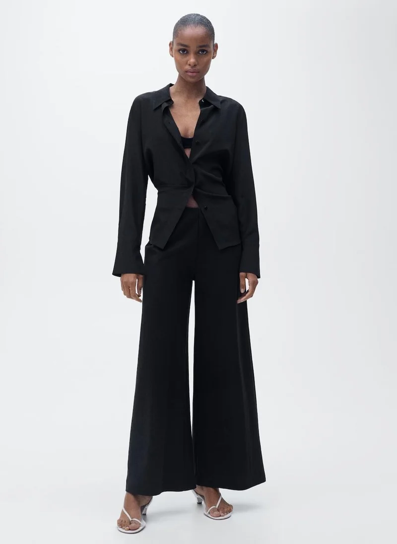 MANGO Cropped Palazzo Trousers