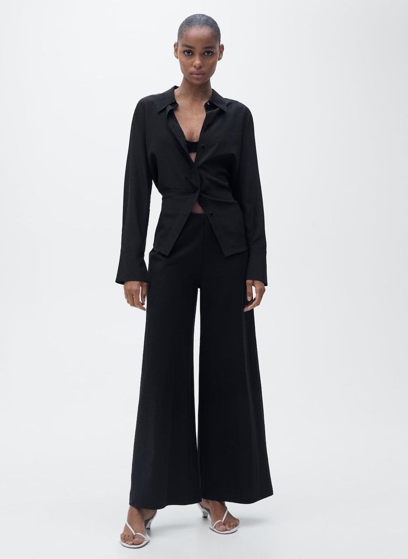 MANGO - Cropped Palazzo Trousers - Image 1