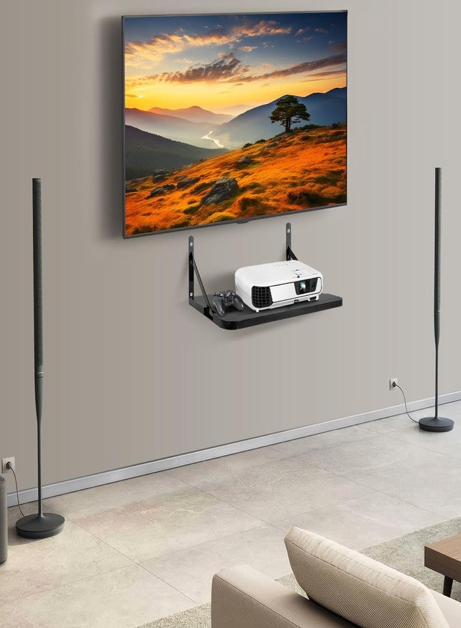 BEARUT Solid Wood Black Projector Shelf - 16.2" x 11" (L*W), Floating Wall Mount, Modem & Cable Box Shelf for Xbox Series PS5 PS4 - Image 4