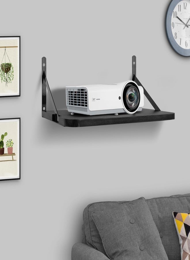 BEARUT Solid Wood Black Projector Shelf - 16.2" x 11" (L*W), Floating Wall Mount, Modem & Cable Box Shelf for Xbox Series PS5 PS4 - Image 3