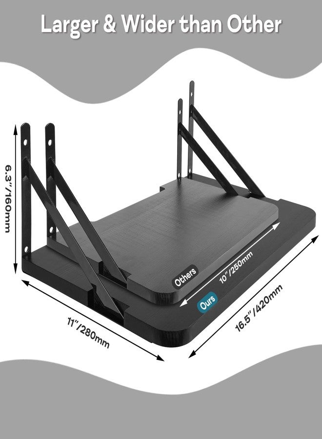 BEARUT Solid Wood Black Projector Shelf - 16.2" x 11" (L*W), Floating Wall Mount, Modem & Cable Box Shelf for Xbox Series PS5 PS4 - Image 5