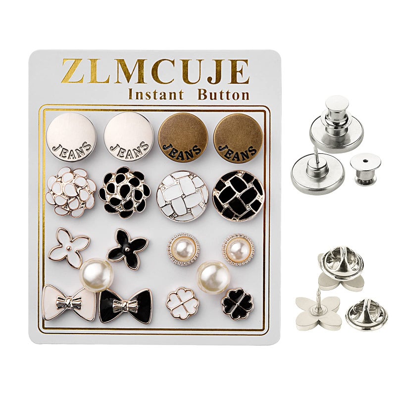 ZLMCUJE ZLMCUJE 18 Sets No Sew Buttons Cover Up Buttons Replacement Instant Removable Reusable Multipurpose for Jeans Pant Shirt Coat 4Multicolor