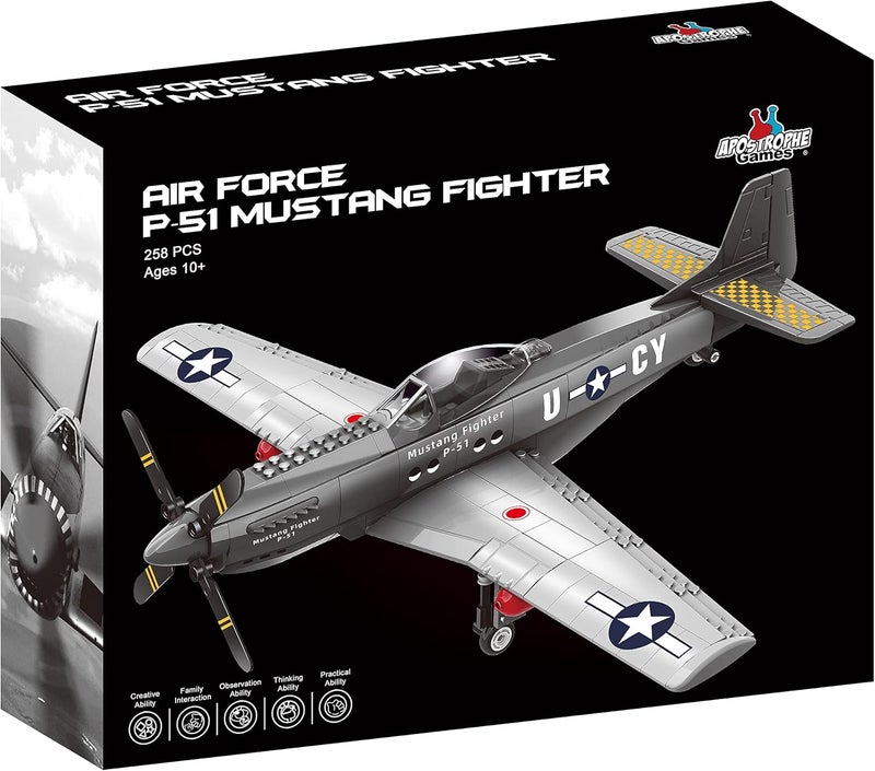 Apostrophe Games WW2 P-51 Mustang Fighter Plane Building Block Set – 258 -Pcs Building Toys Set – Plane Toy for Kids Older Than 10 and Adults – Compatible with All Building Bricks - Image 3