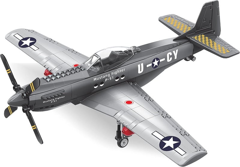 Apostrophe Games WW2 P-51 Mustang Fighter Plane Building Block Set – 258 -Pcs Building Toys Set – Plane Toy for Kids Older Than 10 and Adults – Compatible with All Building Bricks - Image 2