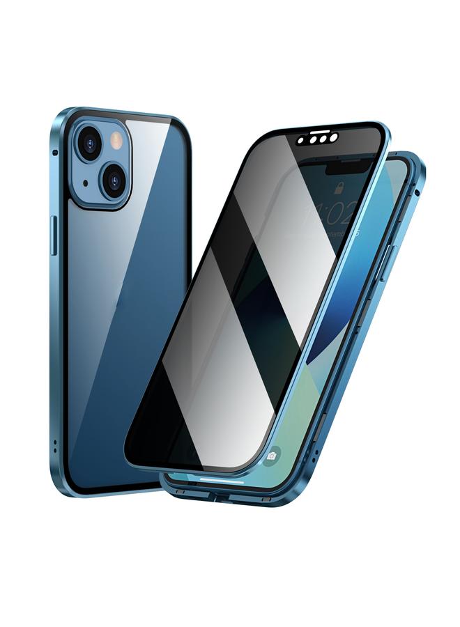 Zaboon Case For iPhone 13 mini Anti-peeping Magnetic Metal Frame Double-sided Tempered Glass Phone Case - Image 1