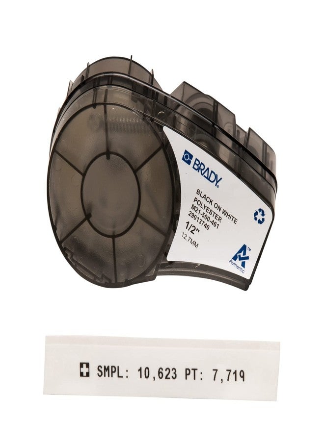 Brady Authentic (M21-500-461) Extreme-Temp Resistant Label for Lab, Equipment, and Asset Tracking Labeling, Black on White- For M210, M210-LAB, M211, BMP21-PLUS and BMP21-LAB Printers, .5" W, 21' L - Image 1