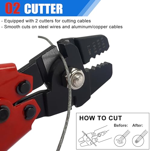 OROOTL Fishing Crimping Tool Kit, Fishing Crimp Pliers with 500pcs Crimp Sleeves Beads Set, Heavy Duty Wire Leader Rope Crimper Tool Wire Cutter Aluminum Copper Loop Sleeves - Image 3