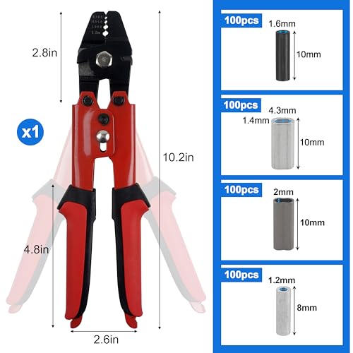 OROOTL Fishing Crimping Tool Kit, Fishing Crimp Pliers with 500pcs Crimp Sleeves Beads Set, Heavy Duty Wire Leader Rope Crimper Tool Wire Cutter Aluminum Copper Loop Sleeves - Image 4