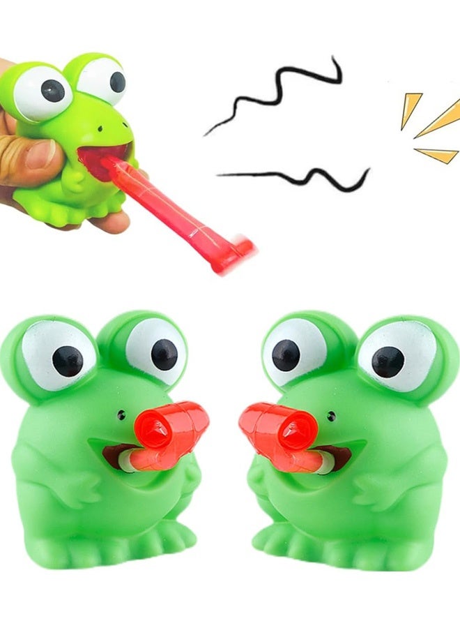 2 Pack Squeeze Stress Frog Toys,Tongue Sticking Out, Novelty Relief Squeeze Toys Frogs Stress Screaming Gags for Kids Adults - Image 1