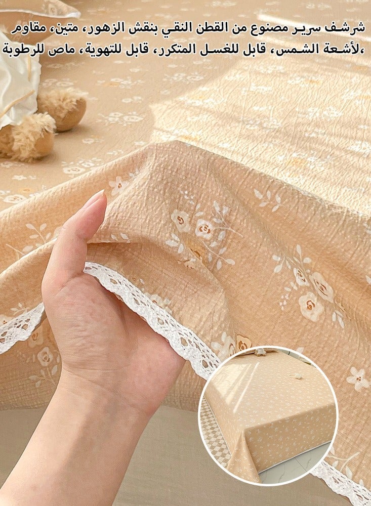 نامالو ملاءة سرير من قطعة واحدة، بنمط زهور، بوليستر ناعم وصديق للبشرة، قابل للتنفس، قابل للغسل في الغسالة، مقاوم للبهتان، بسيط ولكنه أنيق، مناسب لغرف النوم وغرف الضيوف والفنادق - Image 1