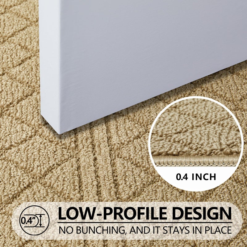 REFETONE Indoor Doormat, Front Back Door Mat 20"x32" Absorbent Rubber Backing Non Slip Door Mats, Low-Profile Resist Dirt Entrance Rugs, Machine Washable Door Rug Inside Floor Mat for Entryway, Beige - Image 2