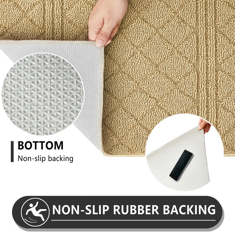 REFETONE Indoor Doormat, Front Back Door Mat 20"x32" Absorbent Rubber Backing Non Slip Door Mats, Low-Profile Resist Dirt Entrance Rugs, Machine Washable Door Rug Inside Floor Mat for Entryway, Beige - Image 4